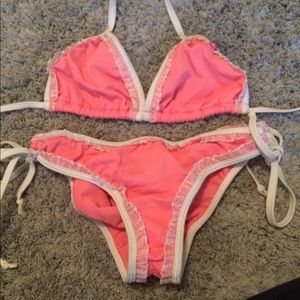 Chynna Doll salmon ruffle bikini